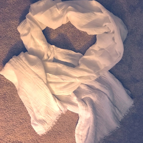 White Cotton Voile Scarf - Picture 1 of 2